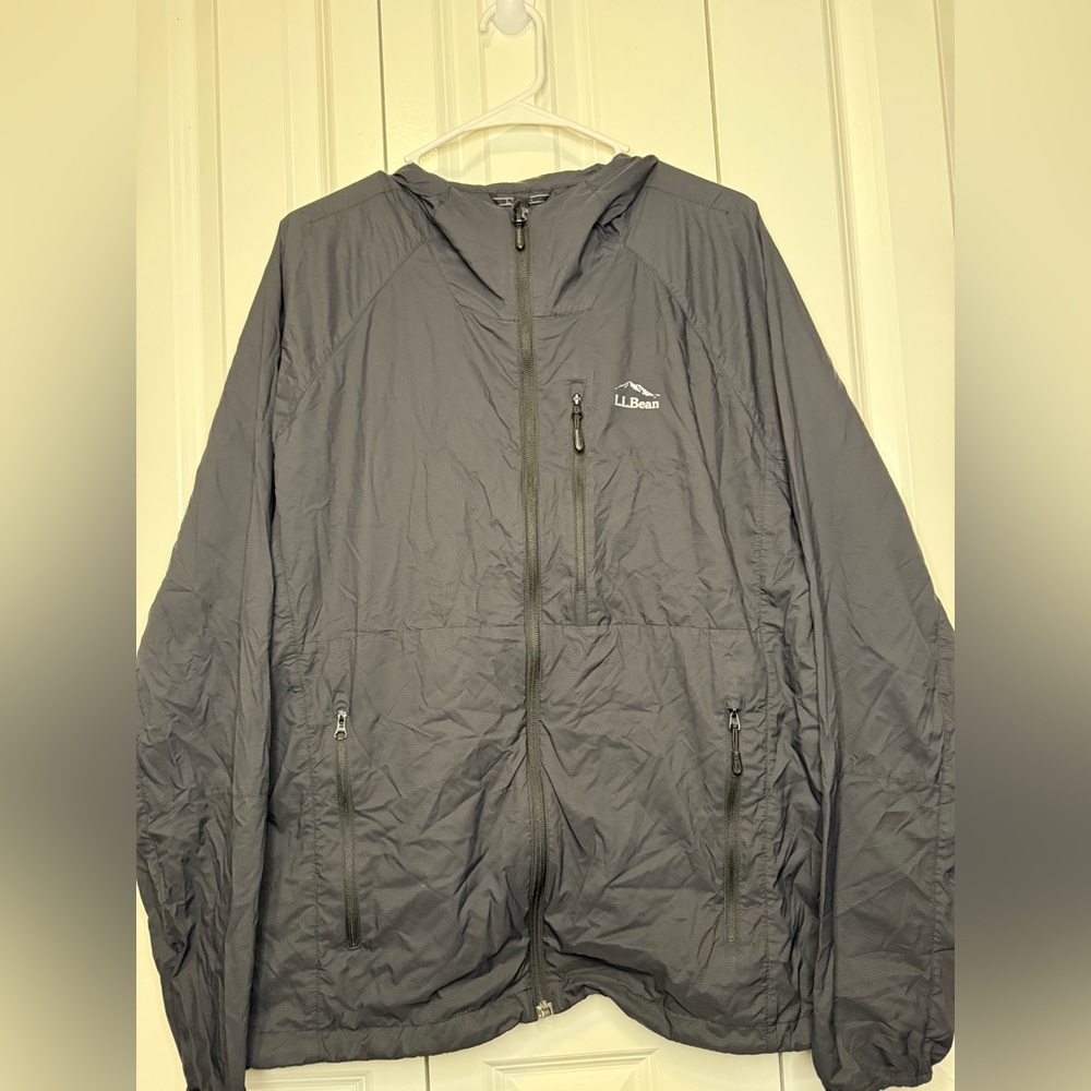 L.L.Bean Black Lightweight Hooded Windbreaker Jacket Size XL - Picture 3 of 14